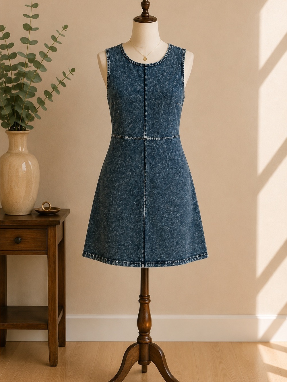 Blue by RD Y2K Acid Wash Denim Mini Dress Sleeveless Clean Girl size S